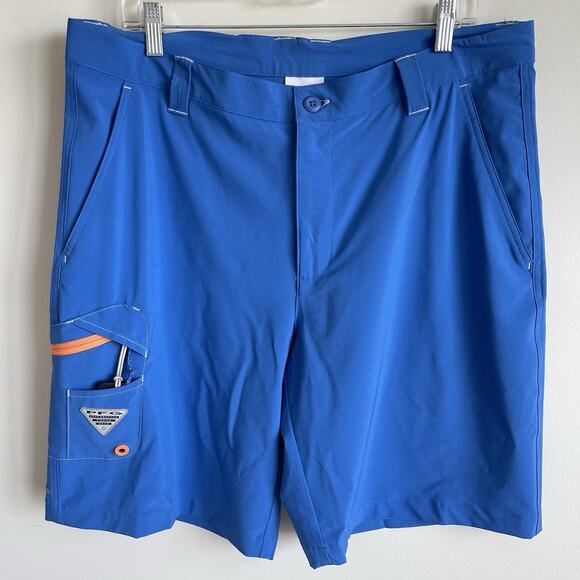 Columbia PFG Omni-Shield Cargo Shorts Blue Fishing Hiking 10" Mens Size 36 - Picture 1 of 14